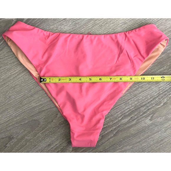 J. Crew NWT Curved-Waist Cheeky Bikini Bottom High Cut Tea Rose Pink Size Large - Picture 8 of 13